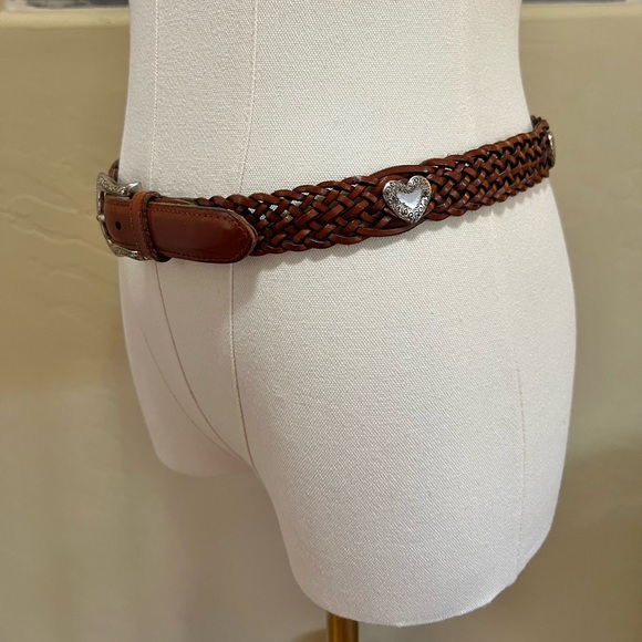 Fossil Leather Braided Belt Silver Heart Concho Western Rodeo Belt Size Small - Picture 14 of 16